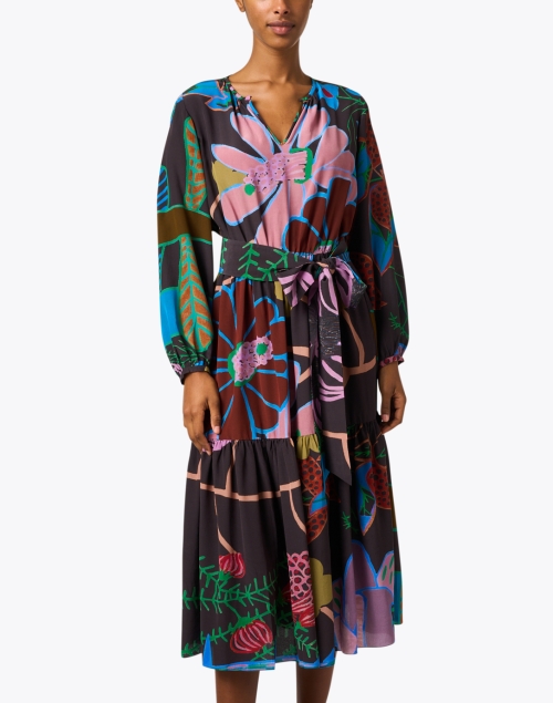 Front image - Soler - Pauline Multi Print Silk Dress
