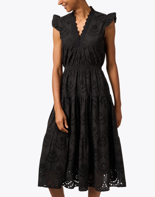 Front image - Bell - Lily Black Cotton Eyelet Dress