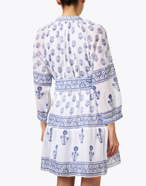 Back image - Bella Tu - Ophelia White and Navy Print Dress