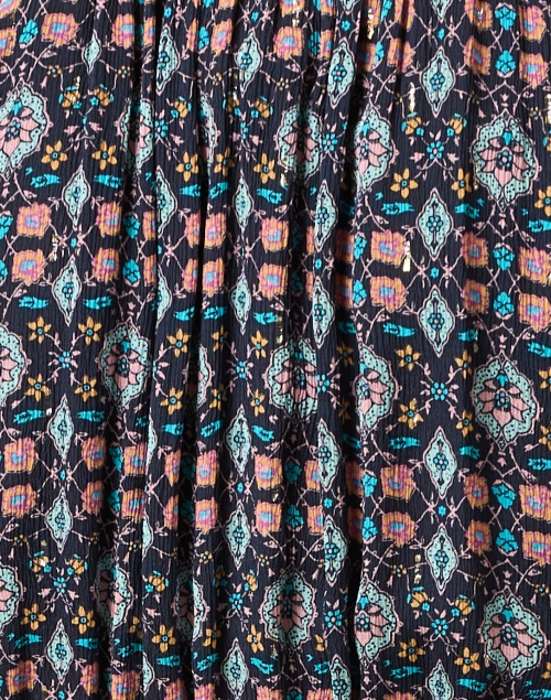 Fabric image - Figue - Frederica Navy Multi Print Silk Dress 