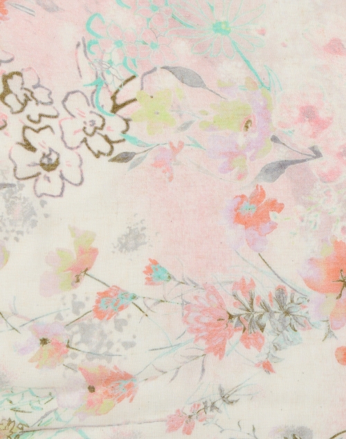 Fabric image - Pashma - White Floral Print Cashmere Silk Scarf