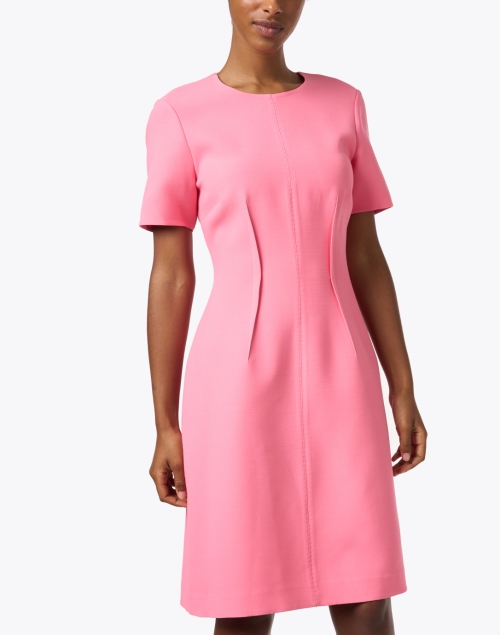 Front image - Lafayette 148 New York - Pink Wool Silk Darted Dress