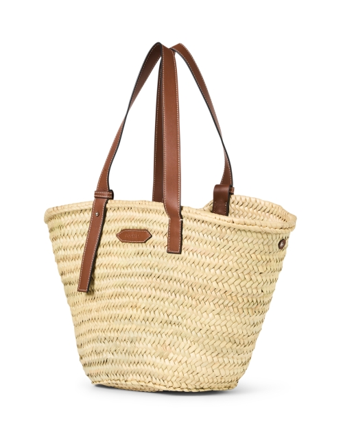 Front image - Poolside - Essaouria Brown Woven Palm Tote Bag