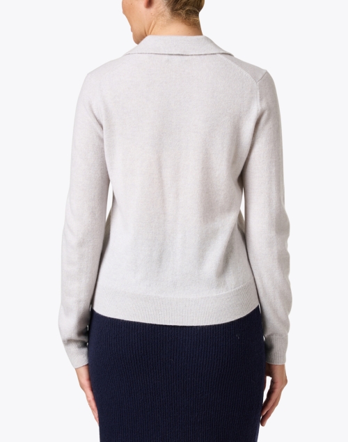 Back image - Kinross - Light Grey Cashmere Polo Sweater