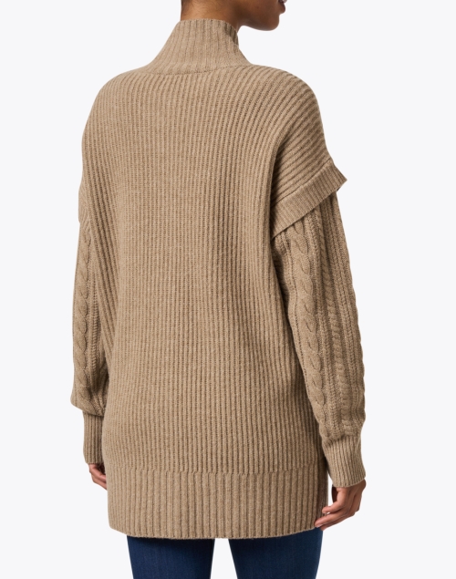 Back image - Repeat Cashmere - Taupe Merino Wool Cardigan