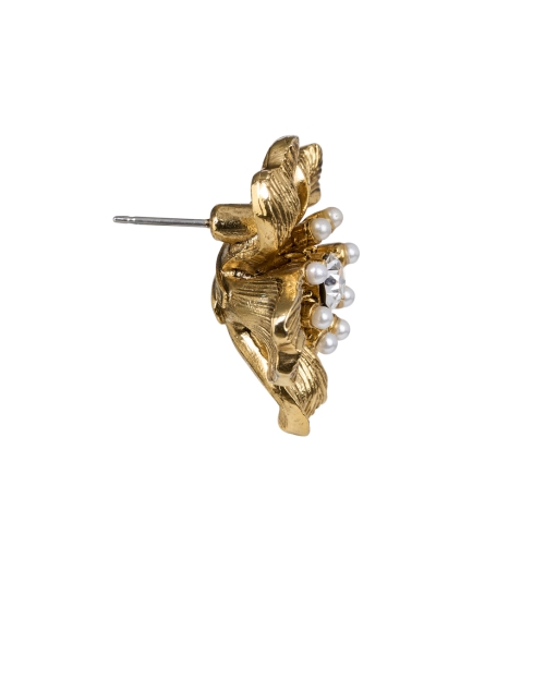 Back image - Oscar de la Renta - Crystal and Pearl Blossom Earrings