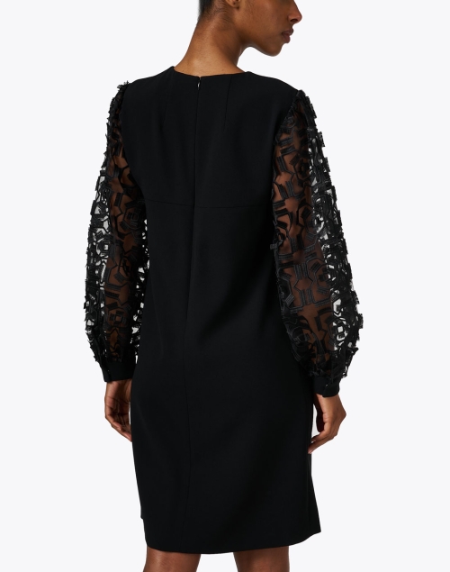 Back image - Paule Ka - Black Embroidered Sleeve Dress