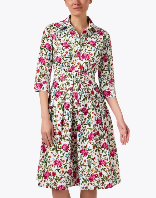 Front image - Samantha Sung - Audrey White Floral Print Cotton Stretch Dress