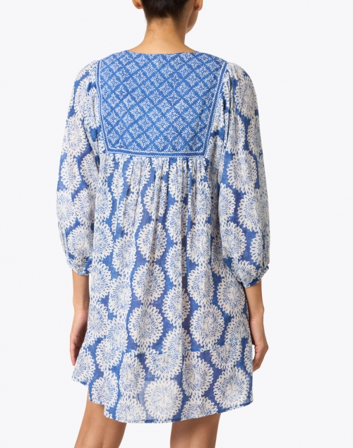 Ro's Garden - Moira Blue and White Print Cotton Dress
