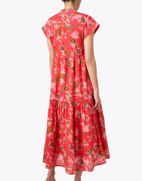 Back image - Ro's Garden - Mumi Red Floral Print Cotton Dress