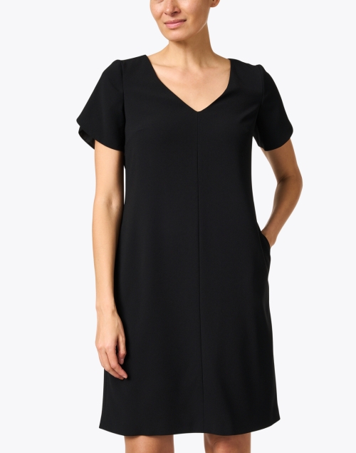 Front image - Paule Ka - Black Satin Crepe Dress