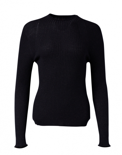 Marc Cain - Navy Ribbed Lurex Wool Sweater 