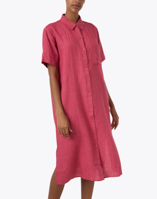 Front image - Eileen Fisher - Pink Linen Shirt Dress