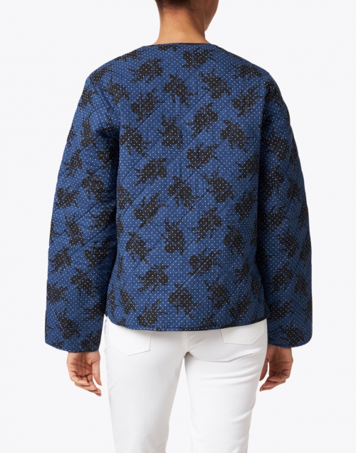 Back image - Soler - Elsa Navy and Black Floral Print Quilted Cotton Jacket