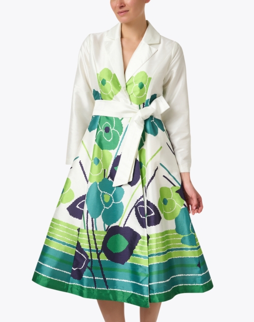 Front image - Frances Valentine - Lucille Green Multi Print Wrap Dress