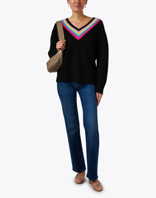 Rainbow Stripe Black Sweater