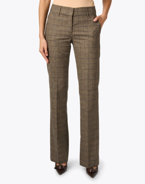 Front image - Piazza Sempione - Camel and Black Print Stretch Wool Pant
