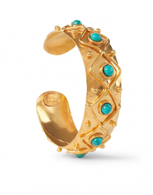 Front image - Sylvia Toledano - Turquoise Stoned Gold Cuff Bracelet