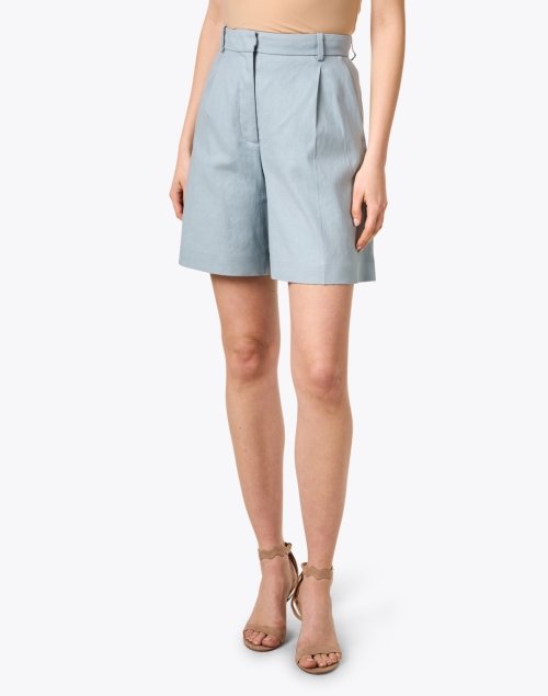 Front image - Joseph - Walden Blue Linen Cotton Shorts