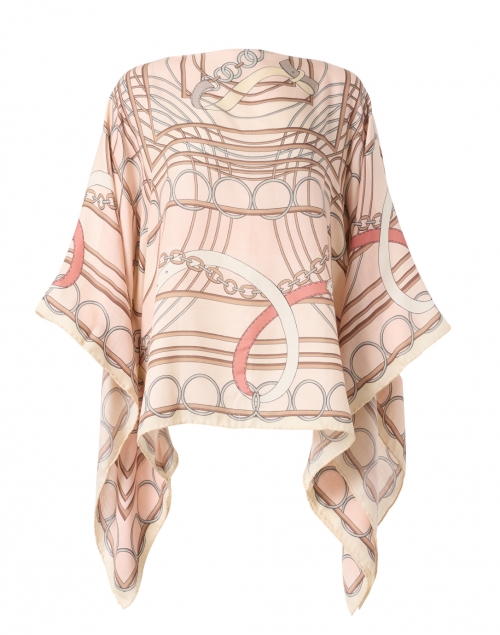 Product image - Rani Arabella - Venezia Light Pink Print Cashmere Silk Wool Poncho
