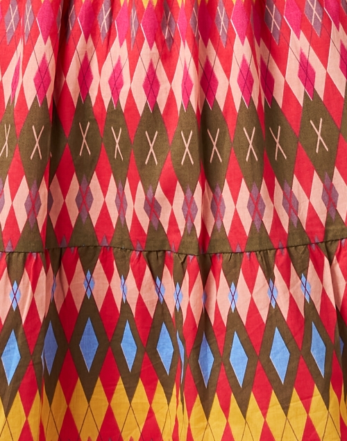 Fabric image - Ro's Garden - Romy Red Argyle Print Shirt Dress