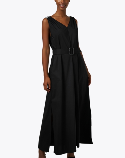 Front image - Purotatto - Black Cotton Maxi Dress