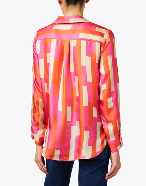 Back image - Vilagallo - Gaby Pink Multi Print Silk Shirt