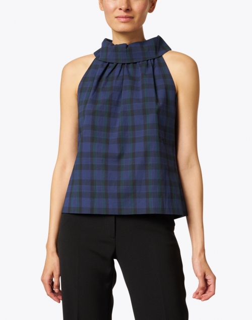 Sail to Sable - Blue and Black Plaid Cotton Top