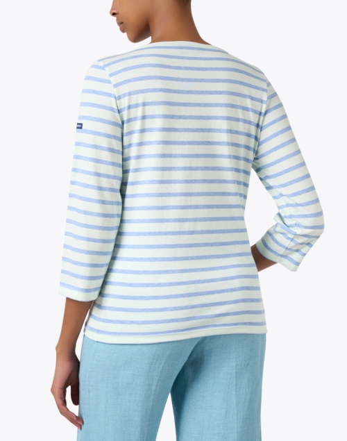 Back image - Saint James - Galathee Blue Striped Shirt