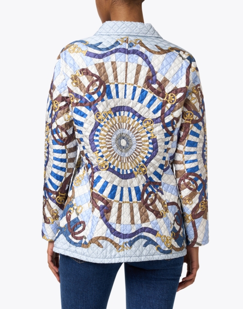 Back image - Rani Arabella - Firenze Blue Printed Silk Quilted Jacket