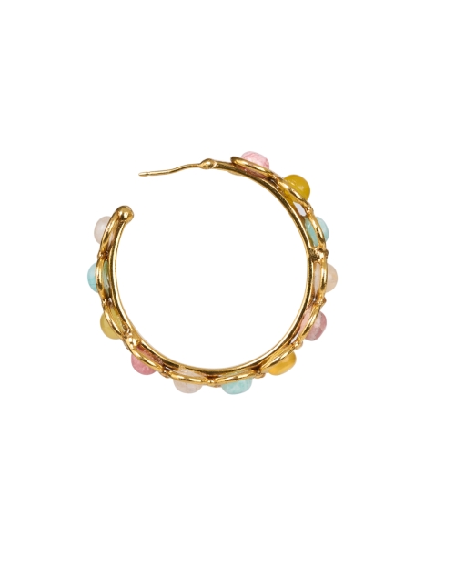 Back image - Sylvia Toledano - Gold Multi Stone Hoop Earrings