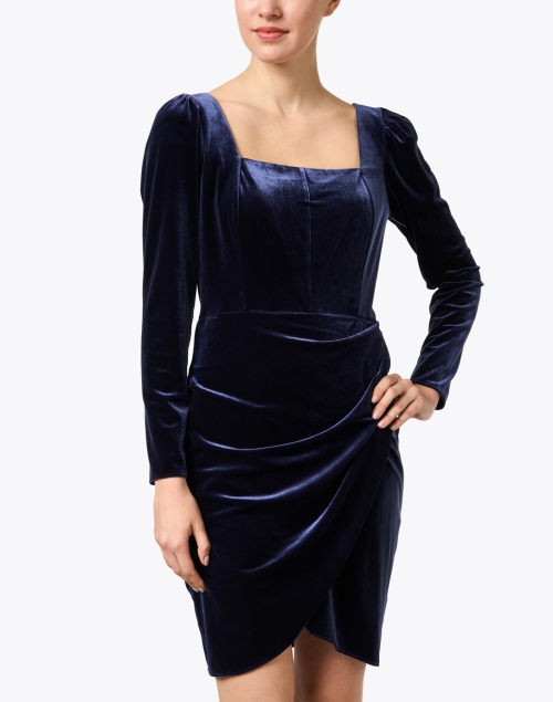 Front image - Shoshanna - Soho Navy Stretch Velvet Dress