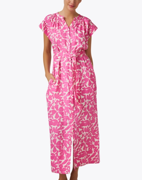 Front image - Apiece Apart - Mirada Pink Printed Linen Dress