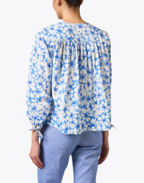 Back image - Tara Jarmon - Cristine Blue Floral Cotton Blouse