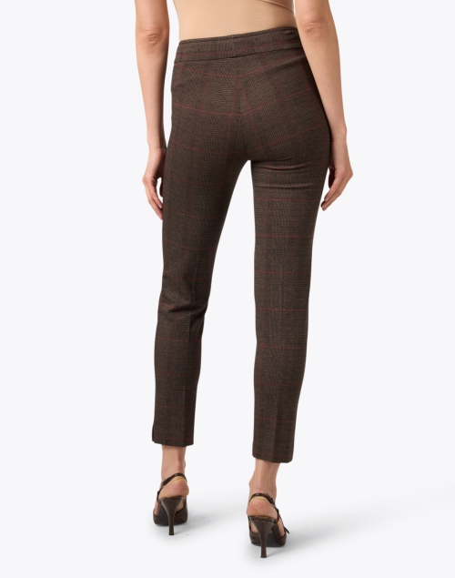 Back image - Avenue Montaigne - Pars Brown Check Stretch Pull On Pant