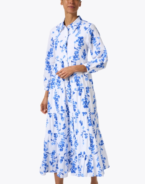 Ro's Garden - Jinette Blue and White Floral Maxi Dress
