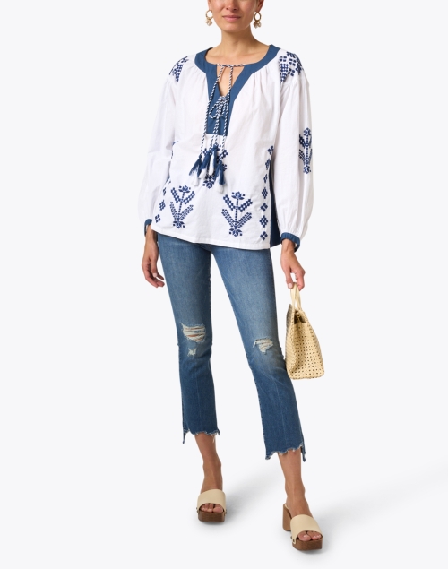 Look image - Pomegranate - Paros Embroidered Peasant Top