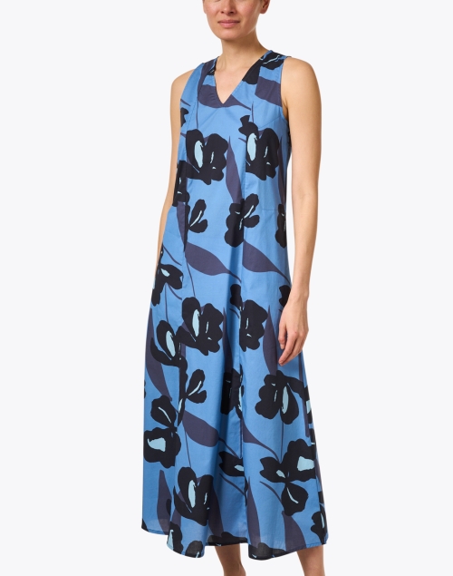 Front image - WHY CI - Riviera Blue Floral Cotton Dress 