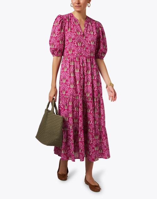 Jordana Magenta Print Cotton Dress
