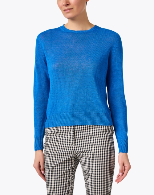 Front image - Weekend Max Mara - Azteco Blue Linen Sweater