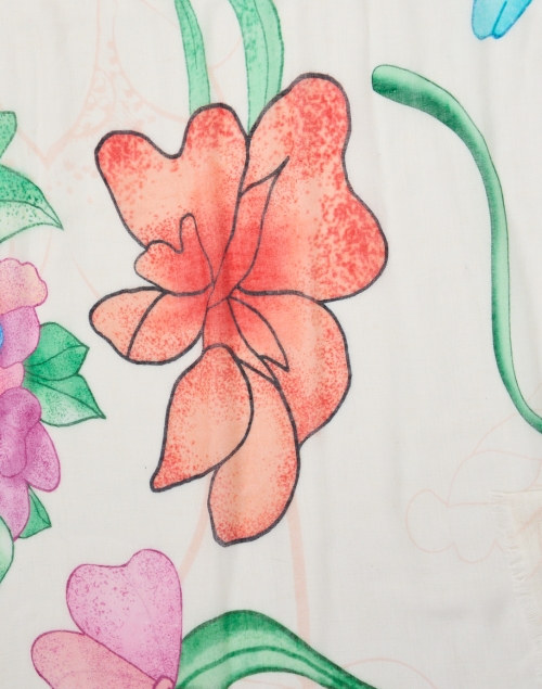 Fabric image - Pashma - Ivory Multi Floral Print Cashmere Silk Scarf