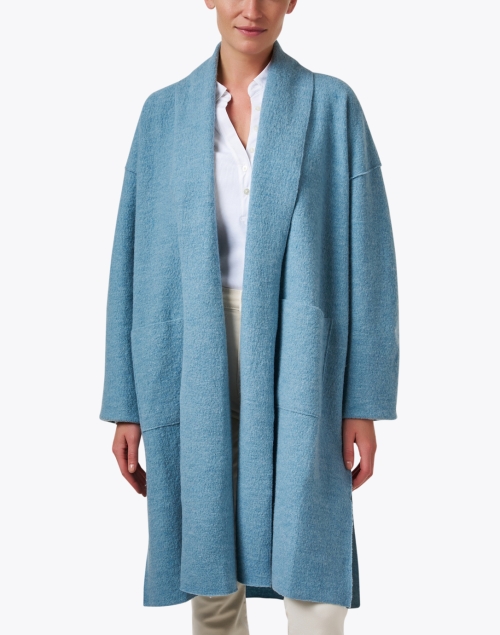 Front image - Eileen Fisher - Blue Wool Coat