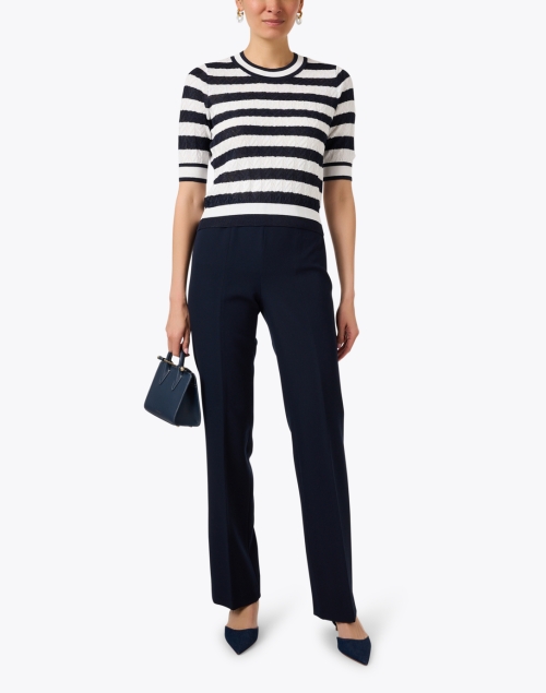 Lisbeth White and Navy Striped Sweater
