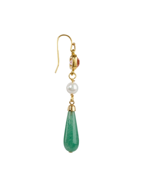 Back image - Ben-Amun - Green and Pink Pearl Drop Earrings 