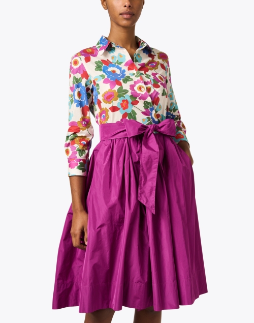 Front image - Sara Roka - Elenat Purple Multi Floral Dress