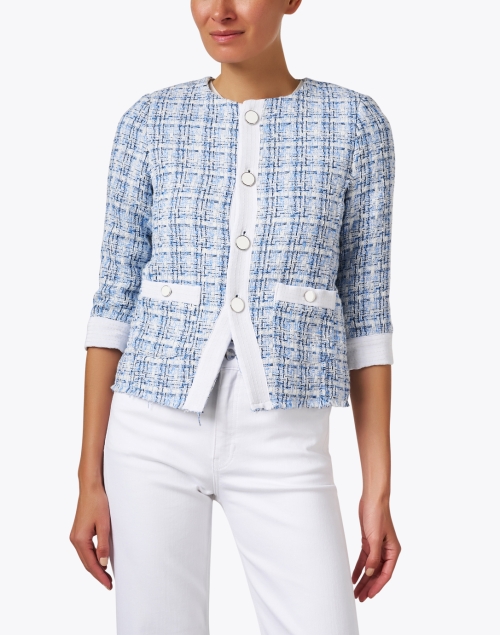 Front image - Ecru - Illusion Blue Tweed Jacket