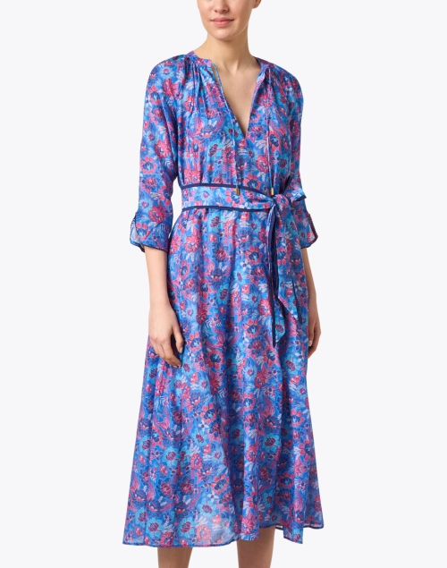 Front image - Chufy - Tosh Blue Print Cotton Silk Dress 