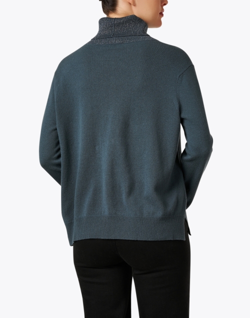 Back image - Fabiana Filippi - Petrolio Teal Shimmer Turtleneck Sweater
