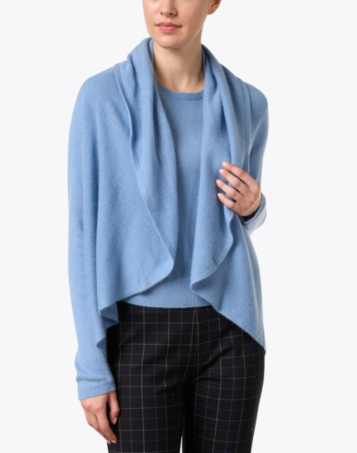 Front image - Repeat Cashmere - Blue Cashmere Circle Cardigan