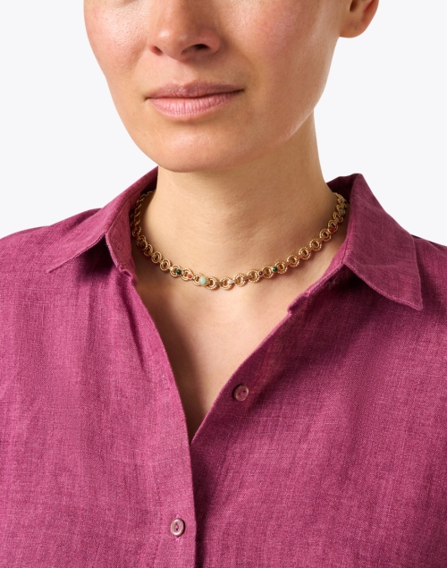 Gold Multi-Color Link Necklace